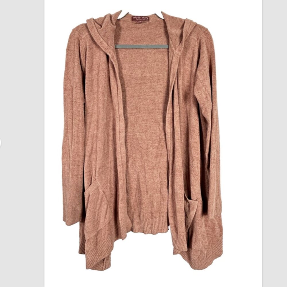 Barefoot Dreams CozyChic Ultra Lite Hooded Cardigan Clay Pink Size Small